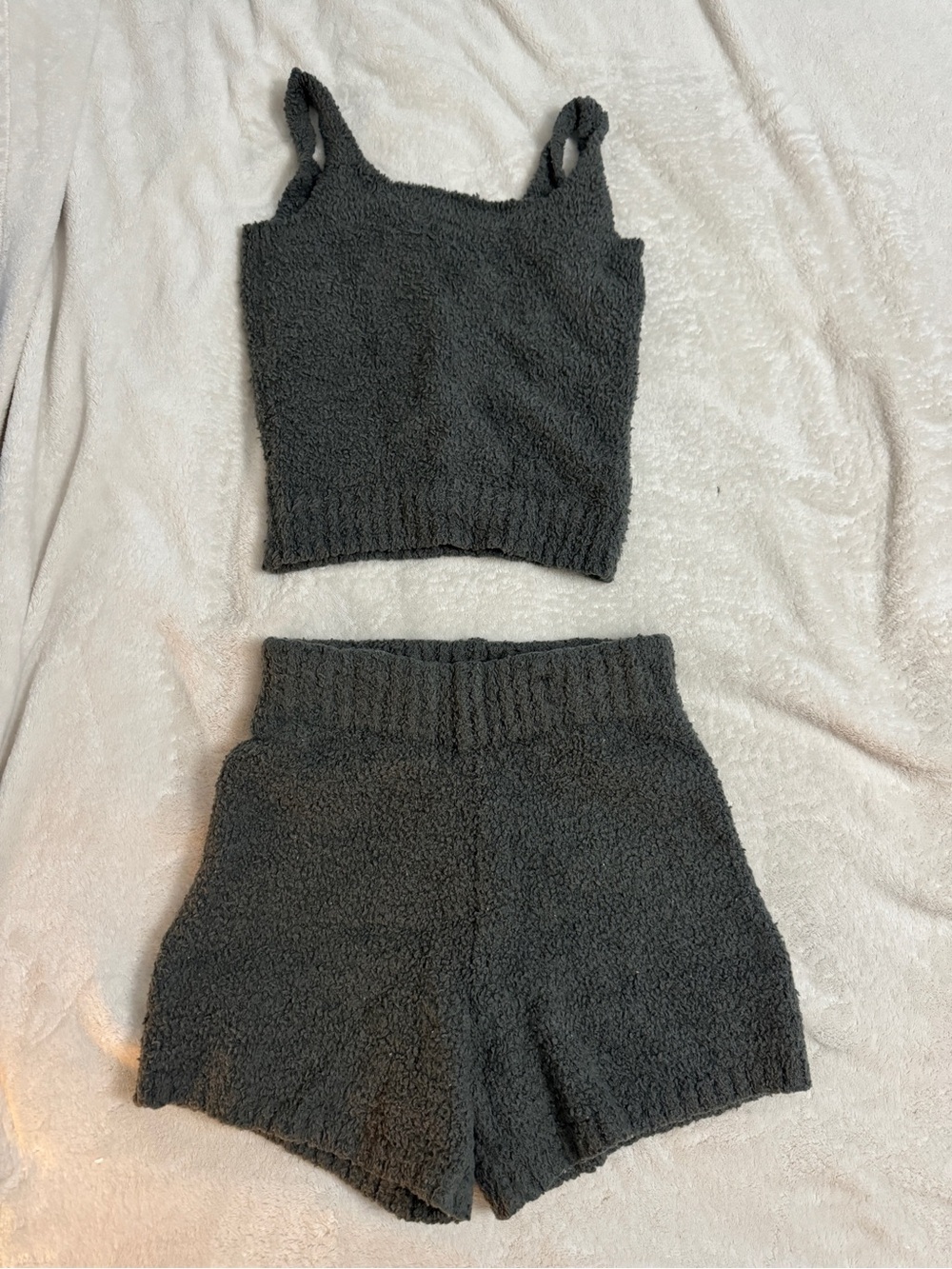 SKIMS Charcoal Gray Cozy Knit Tank & Shorts Set